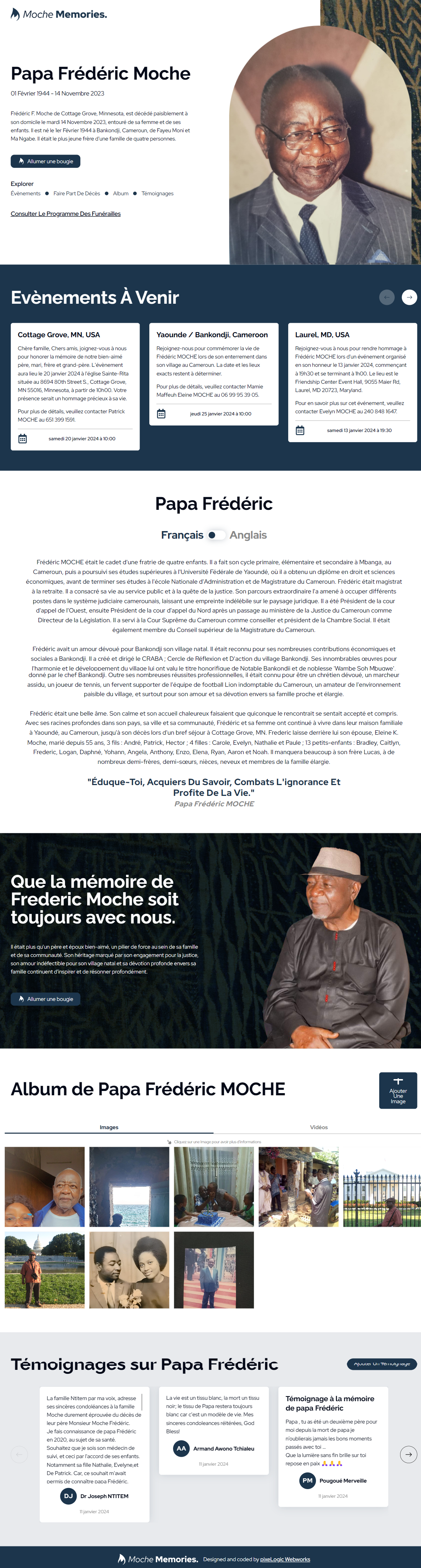 Papa Frederic Memorial Website